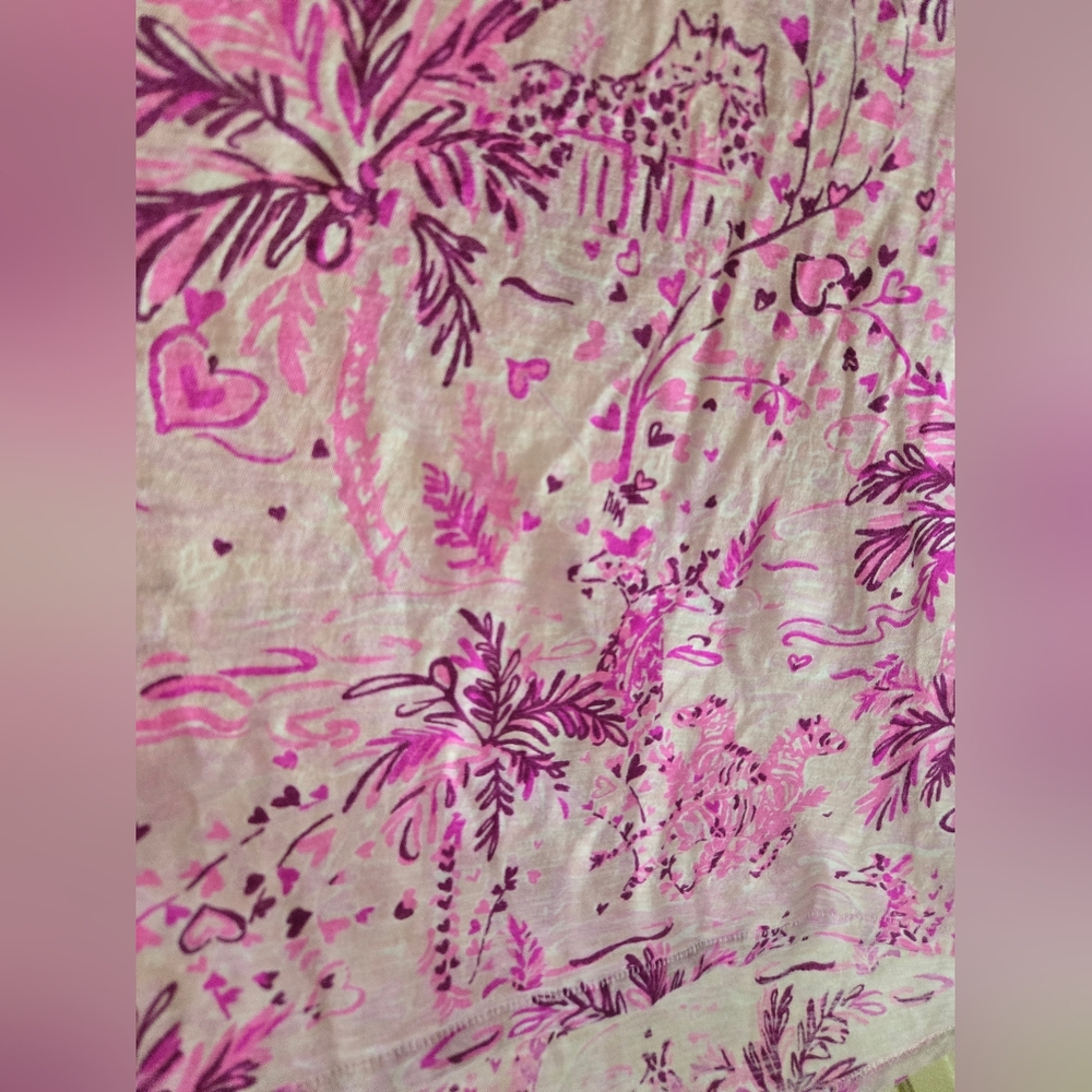 Lilly Pulitzer Wild About You Etta V-Neck Short Sleeve Pink Purple White Top - Picture 7 of 10